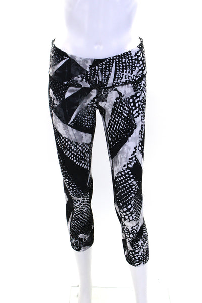 Lululemon Womens Abstract Mid Rise Capri Leggings Pants Black White Size 6