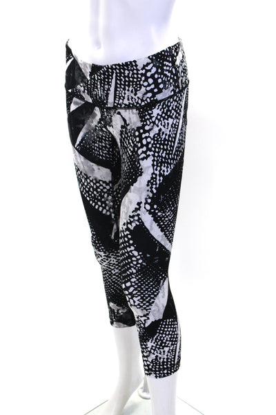 Lululemon Womens Abstract Mid Rise Capri Leggings Pants Black White Size 6