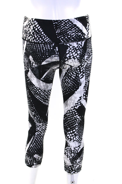 Lululemon Womens Abstract Mid Rise Capri Leggings Pants Black White Size 6