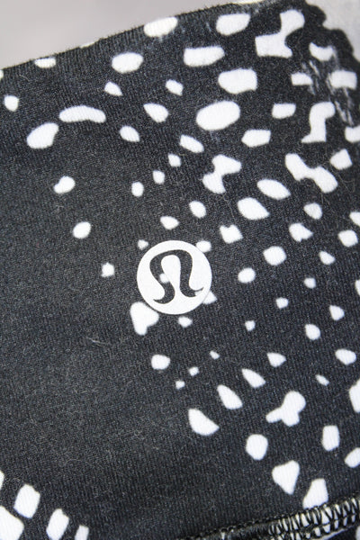 Lululemon Womens Abstract Mid Rise Capri Leggings Pants Black White Size 6