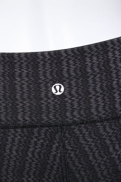 Lululemon Womens Zig Zag Stripe Cropped Leggings Pants Black Gray Size 6