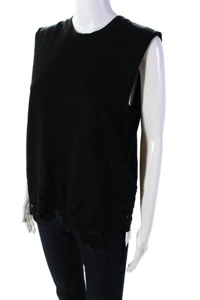 Victoria Beckham Womens Eyelet Crew Neck Sleeveless Tank Top Black Size Medium