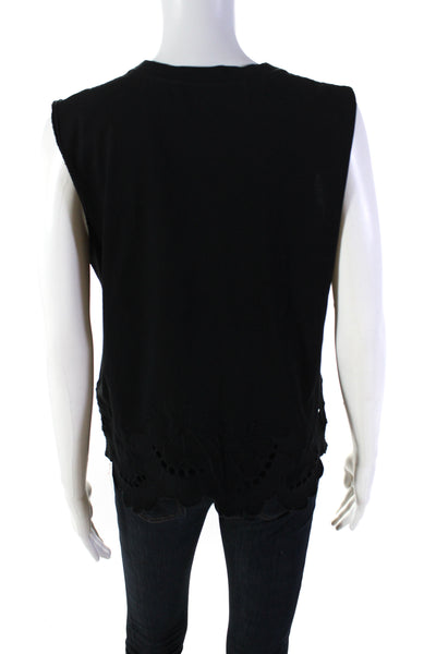 Victoria Beckham Womens Eyelet Crew Neck Sleeveless Tank Top Black Size Medium