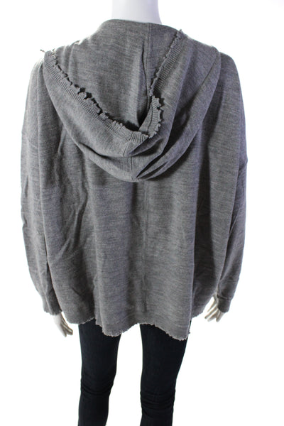 Sport The Kooples Women's Hood Long Sleeves Lace Up Pullover Swearer Gray Size M