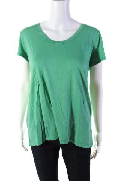 Splendid Women's Round Neck Short Sleeves Cotton Basic T-Shirt Green Size L