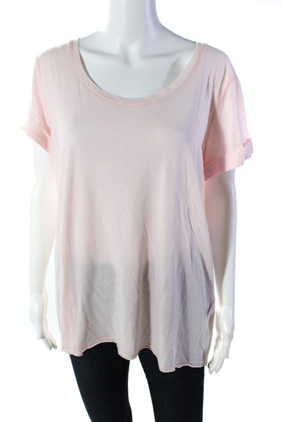 Splendid Women's Round Neck Short Sleeves Cotton Basic T-Shirt Pink Size XL