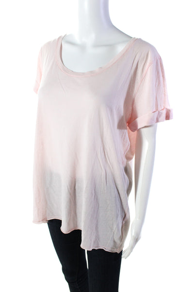 Splendid Women's Round Neck Short Sleeves Cotton Basic T-Shirt Pink Size XL