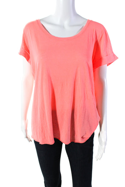 Splendid Women's Round Neck Short Sleeves Cotton Basic T-Shirt Pink Size XL