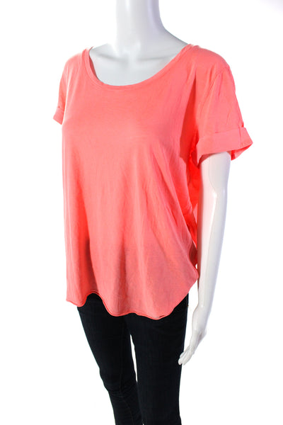 Splendid Women's Round Neck Short Sleeves Cotton Basic T-Shirt Pink Size XL