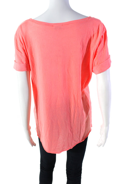 Splendid Women's Round Neck Short Sleeves Cotton Basic T-Shirt Pink Size XL