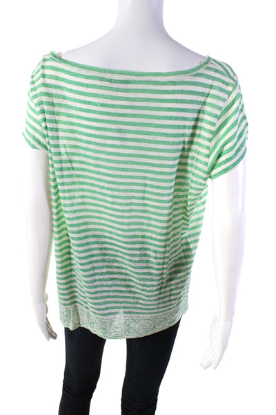 Calypso Saint Barth Women's Round Neck Short Sleeves Stripe T-Shirt Size L