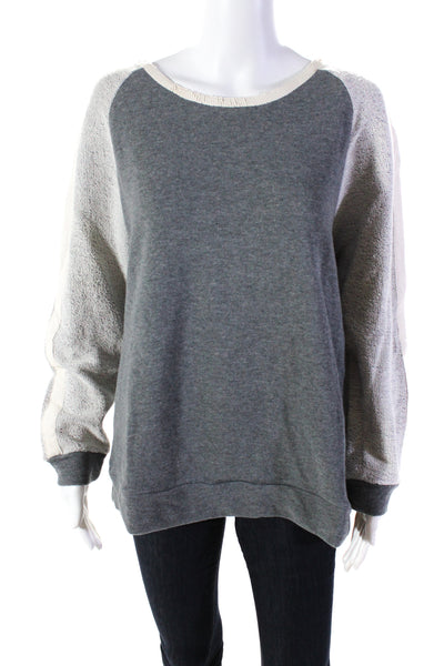 Townsen Women's Round Neck Long Sleeves Pullover Sweatshirt Gray Size L