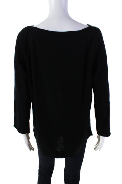 Magaschoni Women's 3/4 Sleeves Round Neck Pullover Sweater Black Size L