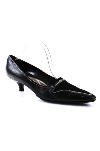 Tods Womens Leather Pointed Toe Slide On Low Heel Pumps Black Size 39.5 9.5