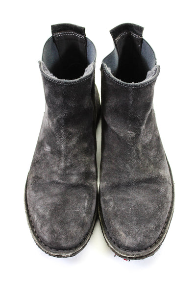 Vince Womens Suede Stretch Inset Flat Heel Pull On Ankle Boots Gray Size 8