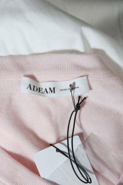 Adeam Womens Ashlee Lace Striped Button Down Cardigan Pearl Blush Pink Size Larg