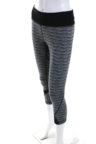 Lululemon Womens Mid Rise Wavy Stripe Capri Leggings Pants Black White Size 6