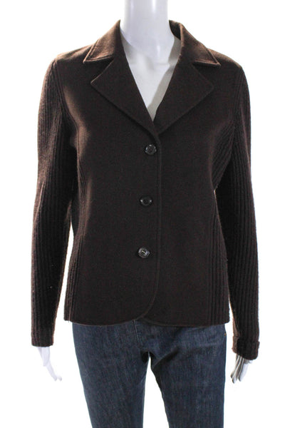 Saks Fifth Avenue Women's Long Sleeves Lined Three Button Jacket Brown Size L