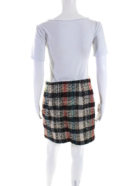 Amy Matto Womens Silk Blend Tweed Plaid Mini Skirt Multi Colored Size 6