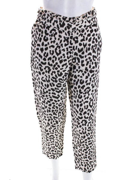 J Crew Women's Paper Bag Waist Pockets Straight Leg Pant Animal Print Size 0