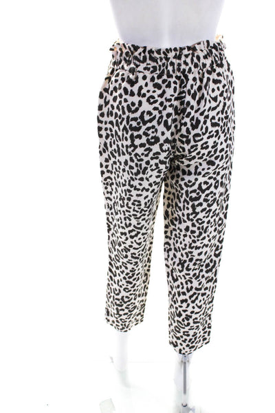 J Crew Women's Paper Bag Waist Pockets Straight Leg Pant Animal Print Size 0