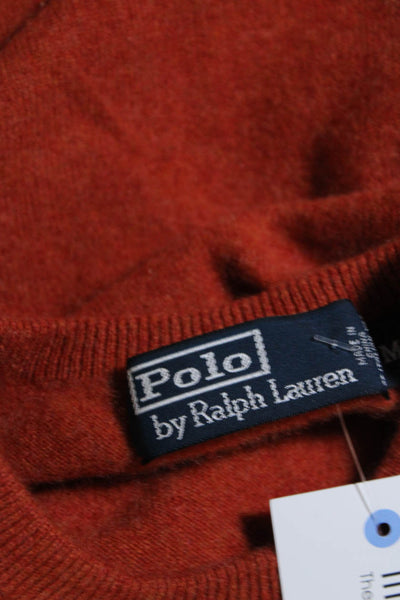 Polo Ralph Lauren Women's Round Neck Long Sleeves Cashmere Sweater Orange Size M