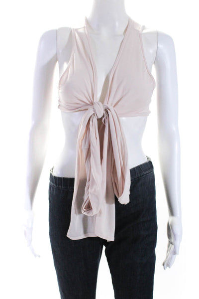 FP Movement Womens Light Pink V-neck Sleeveless Wrap Around Top Size S