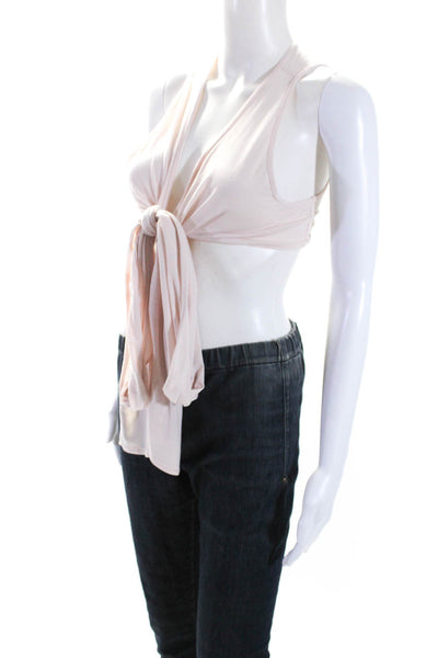 FP Movement Womens Light Pink V-neck Sleeveless Wrap Around Top Size S