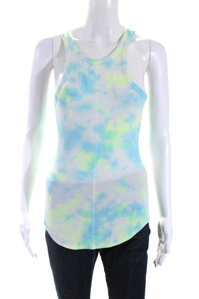 Lululemon Womens Blue Yellow Tie Dye Ribbed Racerback Scoop Neck Tank Top Size S