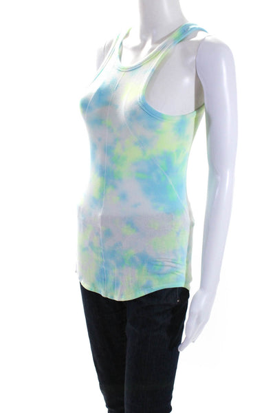 Lululemon Womens Blue Yellow Tie Dye Ribbed Racerback Scoop Neck Tank Top Size S