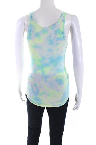 Lululemon Womens Blue Yellow Tie Dye Ribbed Racerback Scoop Neck Tank Top Size S