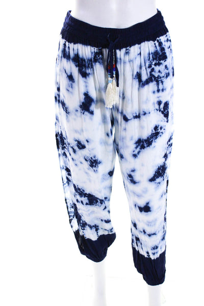 Young Fabulous & Broke Womens Blue Tie Dye Drawstring Cuff Ankle Pants Size S