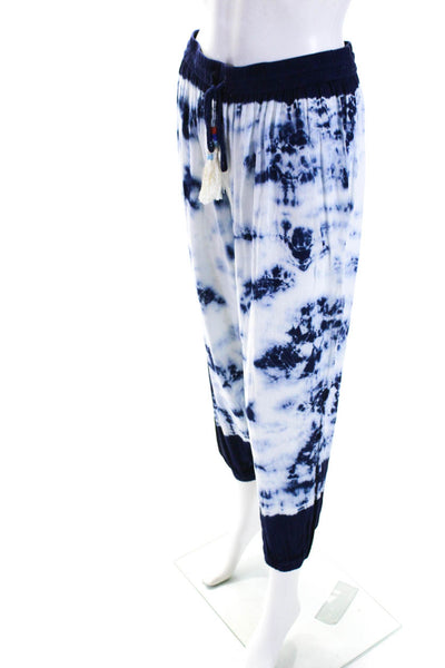 Young Fabulous & Broke Womens Blue Tie Dye Drawstring Cuff Ankle Pants Size S