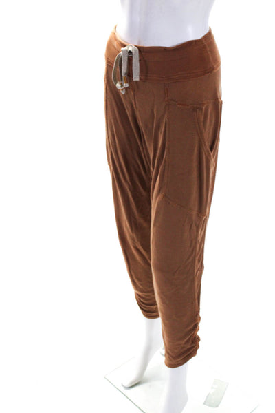 FP Movement Womens Brown High Waisted Drawstring Ruched Ankle Sweatpants Size XS