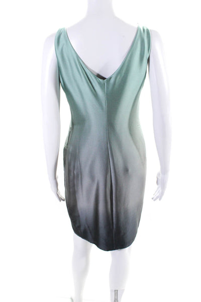 Narciso Rodriguez Womens Silk V Neck Sheath Dress Blue Grey Ombre Size EUR 40