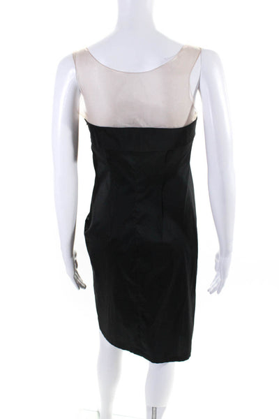 Vera Wang Womens Sleeveless Sheath Gathered Waist Dress Black Beige Size 0