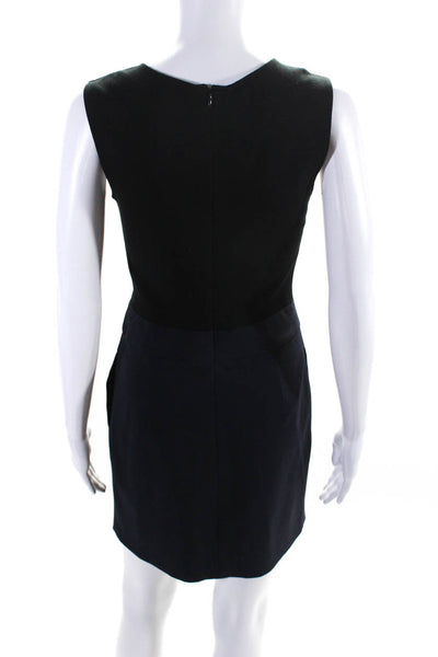 Theory Womens Sleeveless Darua Sheath Dress Navy Blue Black Wool Blend Size 2