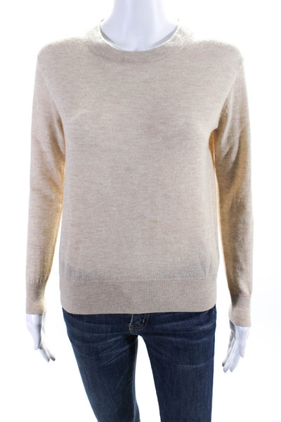 Core Knitwear Womens Crew Neck Long Sleeves Sweater Beige Wool Size Extra Small