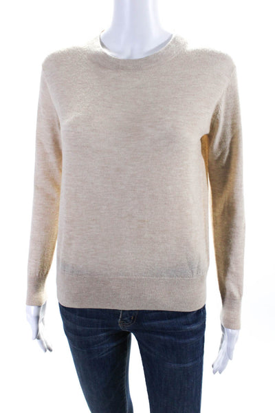 Core Knitwear Womens Crew Neck Long Sleeves Sweater Beige Wool Size Extra Small