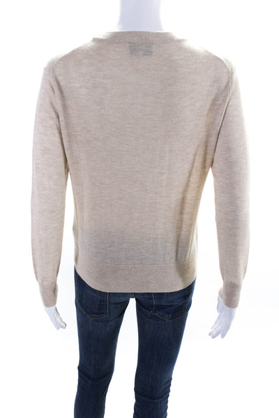 Core Knitwear Womens Crew Neck Long Sleeves Sweater Beige Wool Size Extra Small