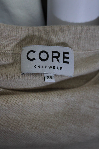 Core Knitwear Womens Crew Neck Long Sleeves Sweater Beige Wool Size Extra Small