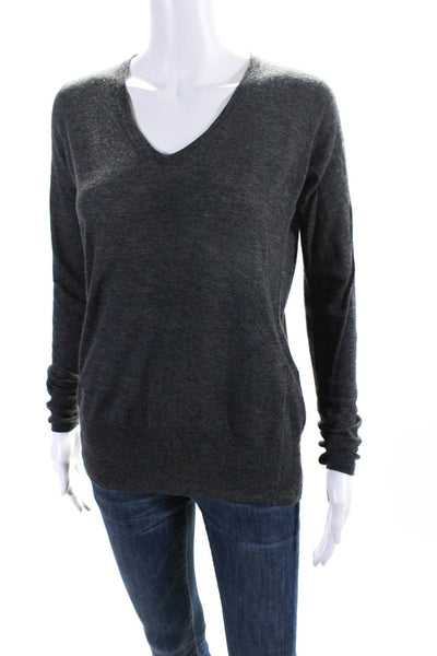 C.T. Plage Womens Long Sleeves V Neck Pullover Sweater Gray Wool Size EUR 38