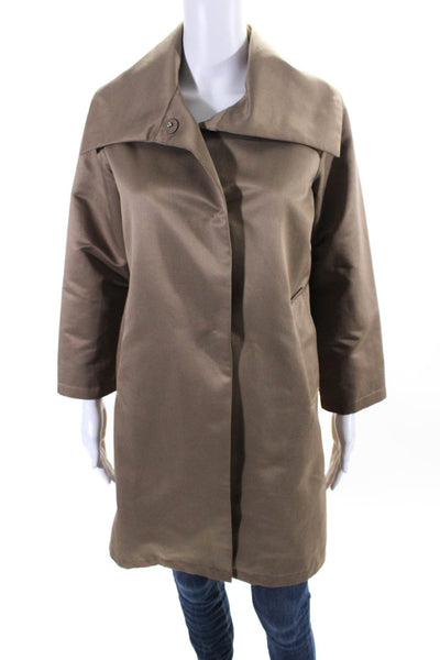 Jane Post Womens Long Sleeves Wide Collar Button Down Coat Brown Size Extra Smal