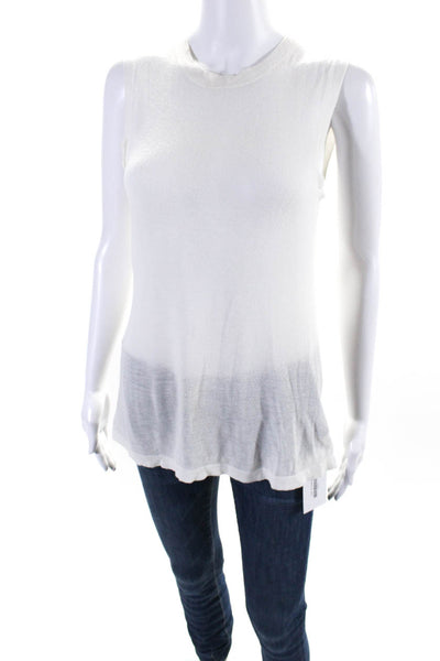 Jenni Kayne Womens Cashmere Sleeveless Crew Neck Shell Sweater White Size Small