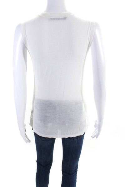 Jenni Kayne Womens Cashmere Sleeveless Crew Neck Shell Sweater White Size Small