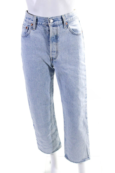 Levis Womens High Rise Ribcage Straight Ankle Jeans Blue Denim Size 26