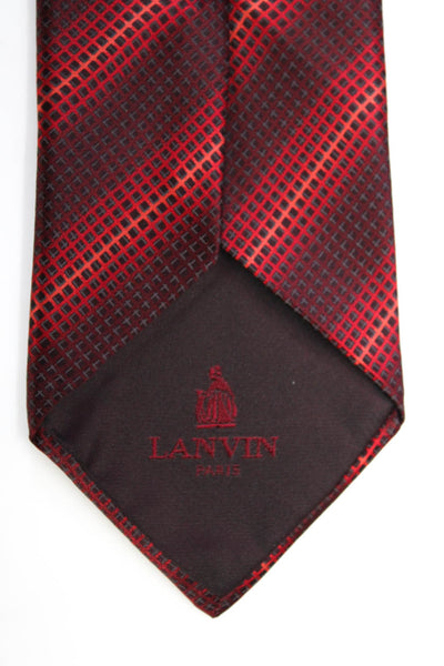 Lanvin Mens Bright Red Silk Printed Tie