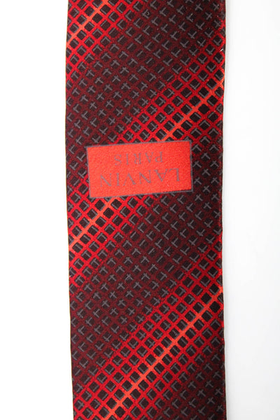 Lanvin Mens Bright Red Silk Printed Tie