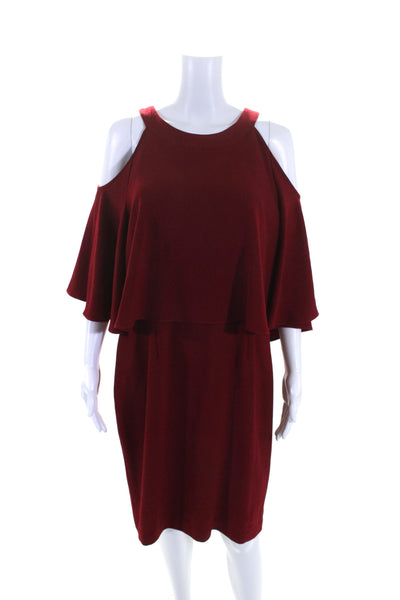 Adrianna Papell Womens Cranberry Popover Dress Red Size 14 10756442