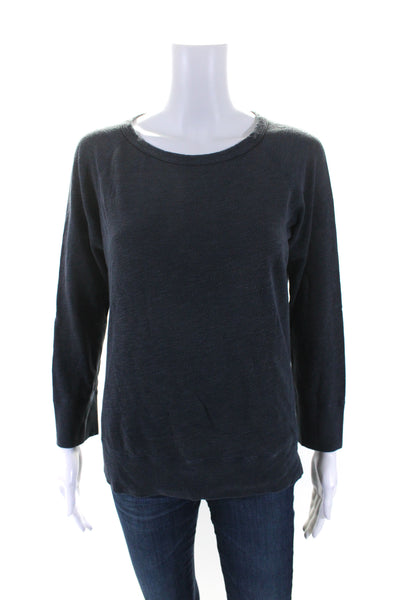 Standard James Perse Womens Dark Blue Crew Neck Long Sleeve Knit Top Size 2